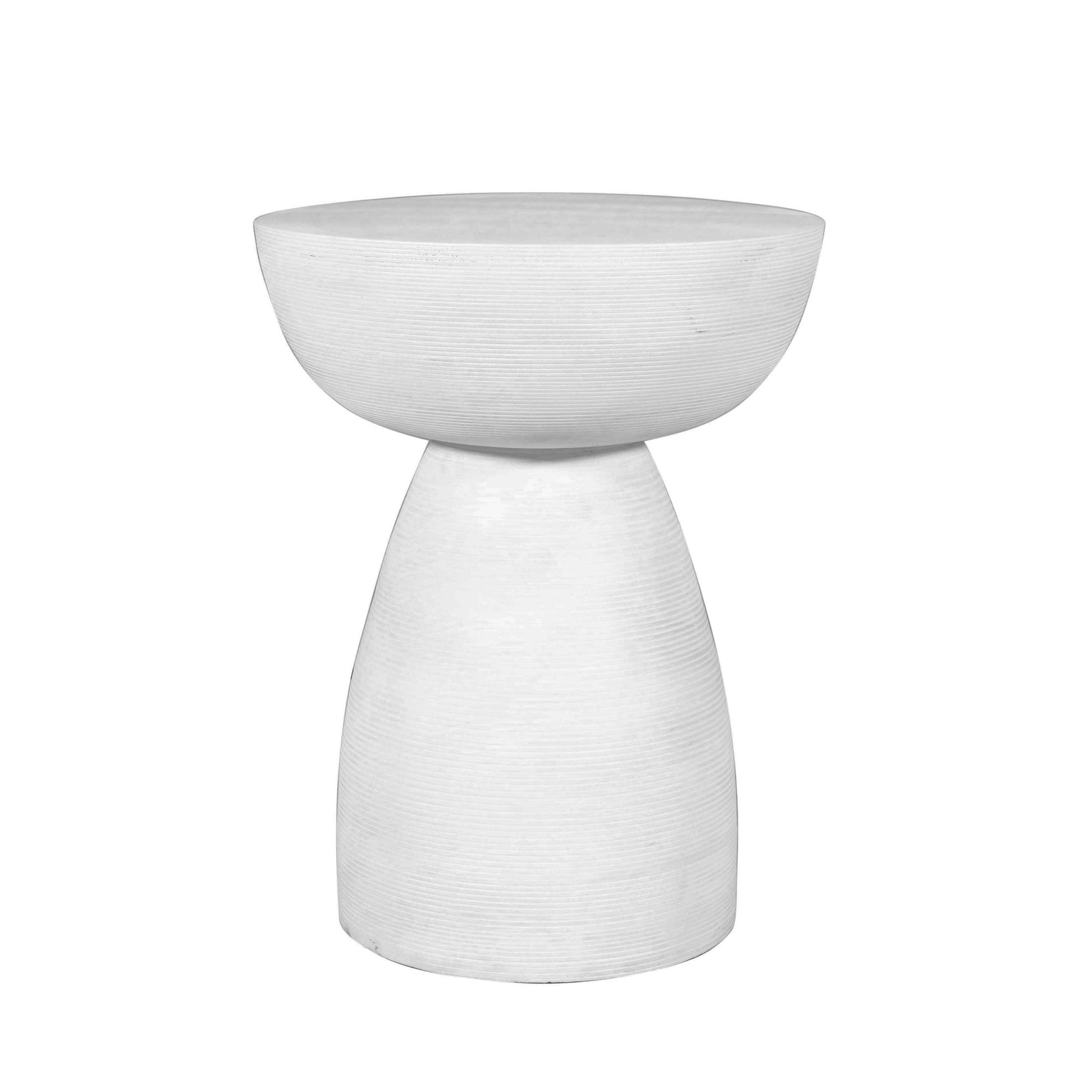 22" White Distressed Solid Wood Round End Table-1
