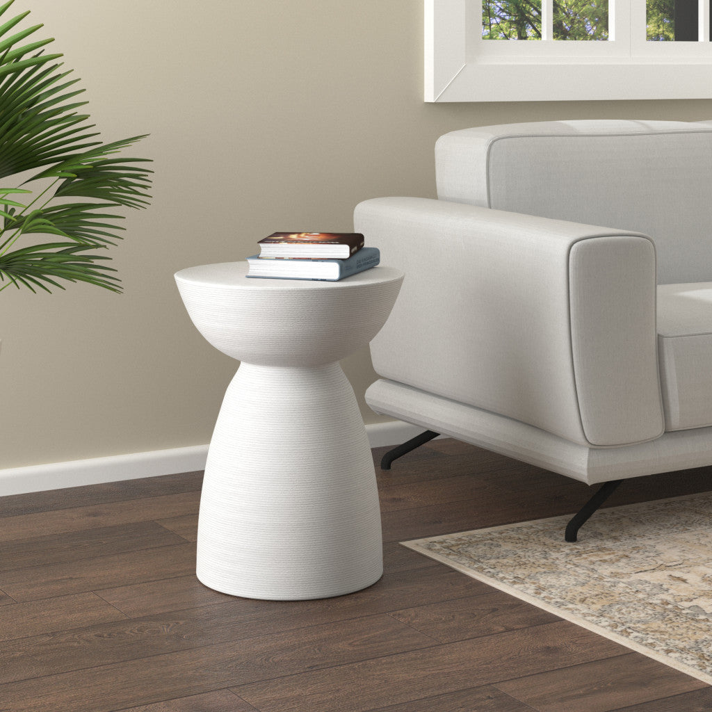 22" White Distressed Solid Wood Round End Table-7