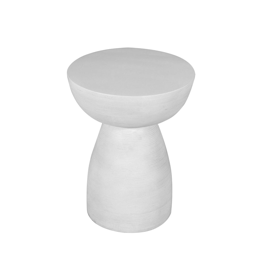 22" White Distressed Solid Wood Round End Table-2
