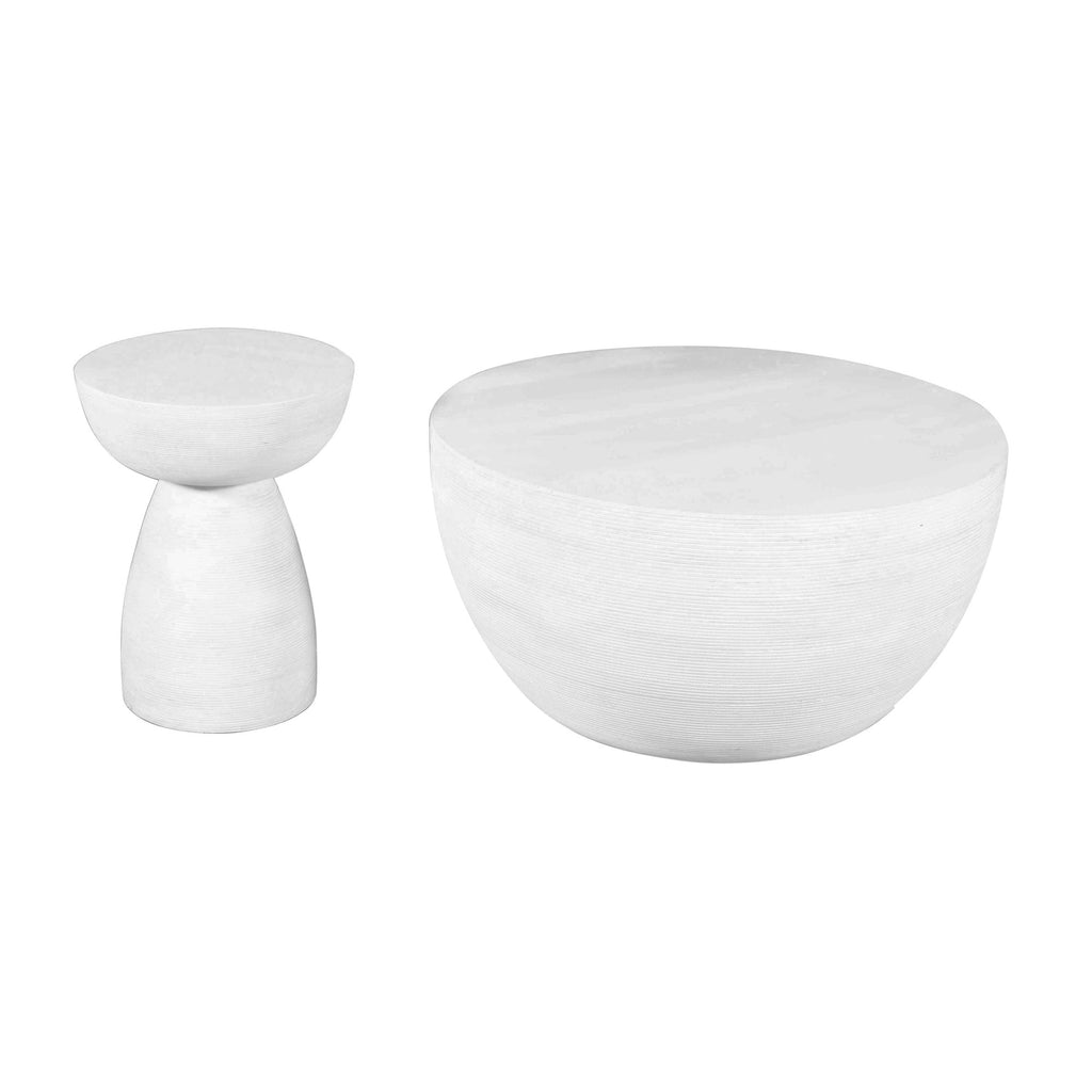 22" White Distressed Solid Wood Round End Table-3