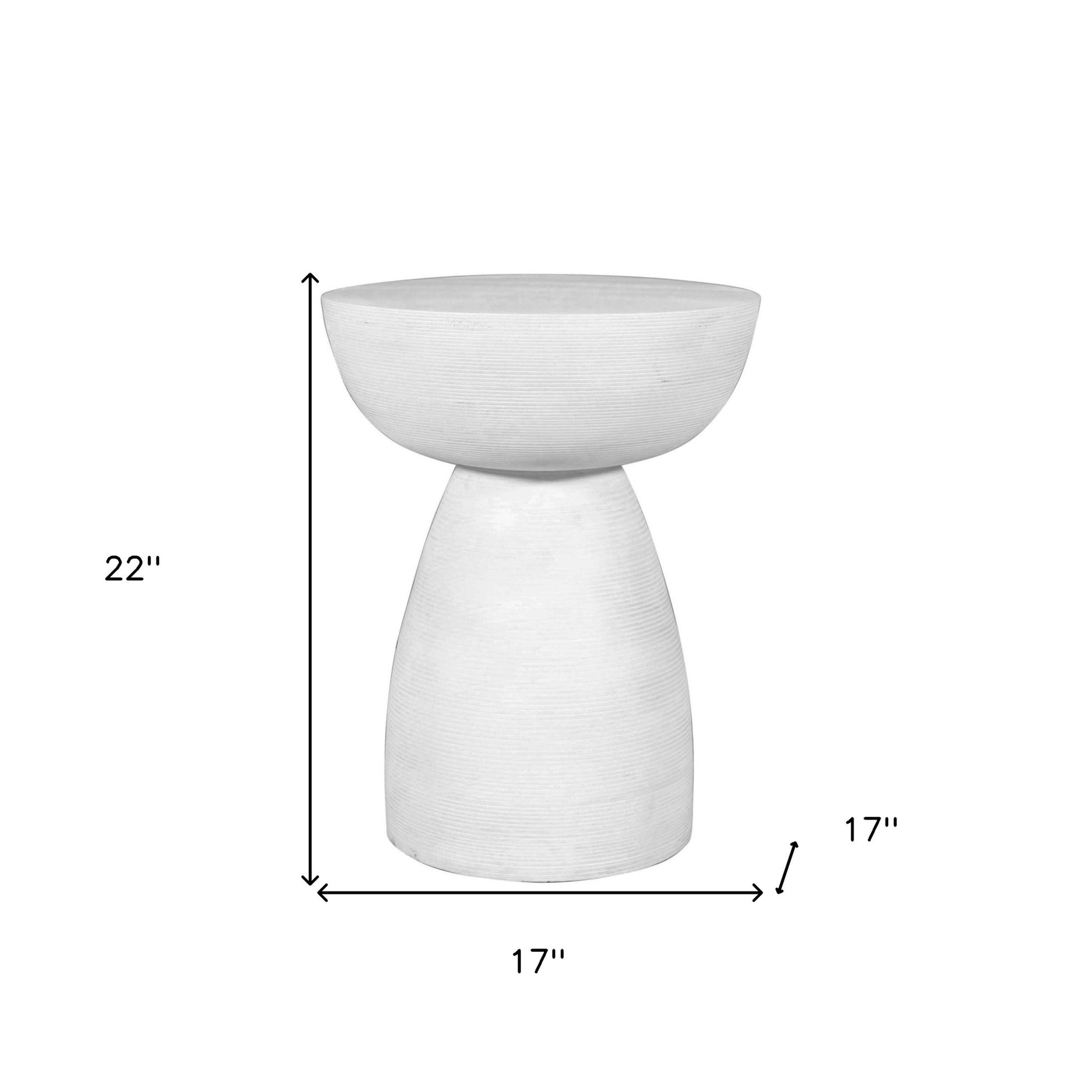 22" White Distressed Solid Wood Round End Table-8