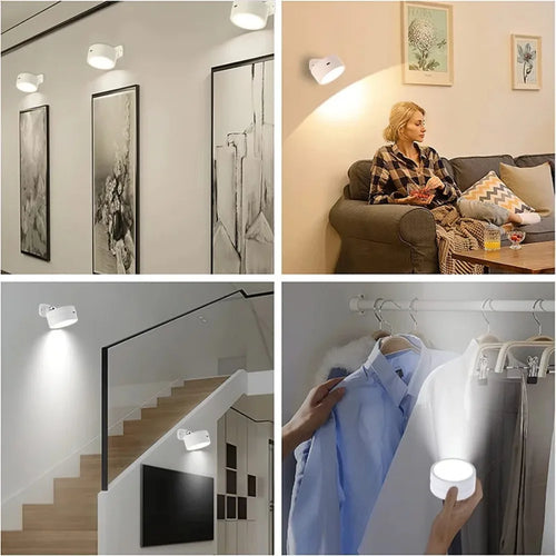 "Decor & Dine™ 360° Magnetic LED Wall Light – Rechargeable, Touch & Remote Control Night Spotlight"